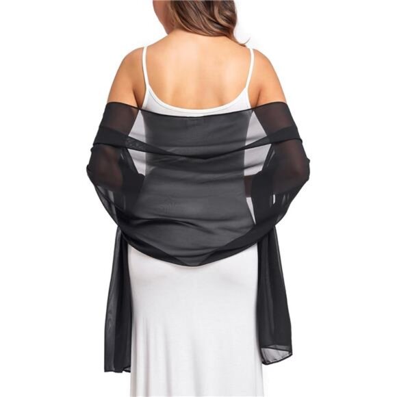 Soft Chiffon Shawl & Wrap - Elegant Bridal & Evening Scarf for Women - Picture 2 of 7